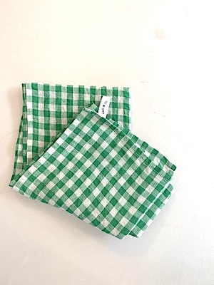 R&D.M.Co-  no.7511  LINEN GINGHAM CHECK KITCHEN CLOTH   green