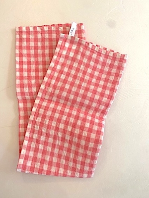 R&D.M.Co-  no.7511  LINEN GINGHAM CHECK KITCHEN CLOTH   pink
