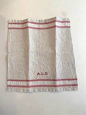 ALDIN  1-046  ワッフルハンドタオル   beige+red
