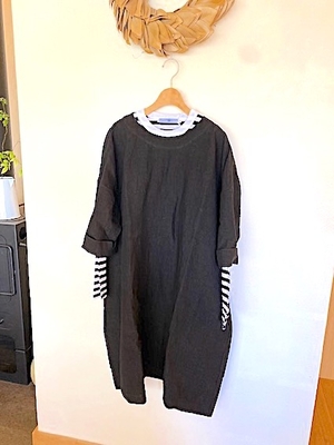 LinenYa / as.it.is  AS 537 -  BK  チュニックワンピース  black