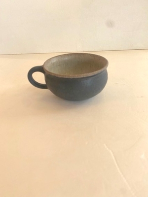 石原ゆきえ  スープカップ  黒×茶