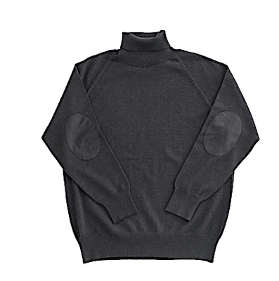 CLASKA  ウォッシャブルウールエルボーパッチタートルセーター  black