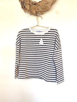 R&D.M.Co-  no.7740  裏起毛 BORDER DROP   SHOULDER SHIRT  Gray