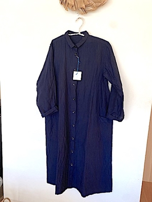 atelier anone  an2615  C/Lインディゴムラ糸シャンブレー ポケットドレス  ネイビー