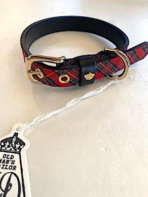 R&D.M.CO-   no.7855  TARTAN CHECK DOG COLLAR  Royal stewart  M size