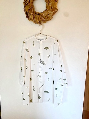 R&D.M.Co-  no.7648  C/L  G.G.T  ROOMY SHIRT   white+green