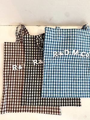 R&D.M.Co-  no.8068  GINGHAM CHECK TOTE BAG   brown  black