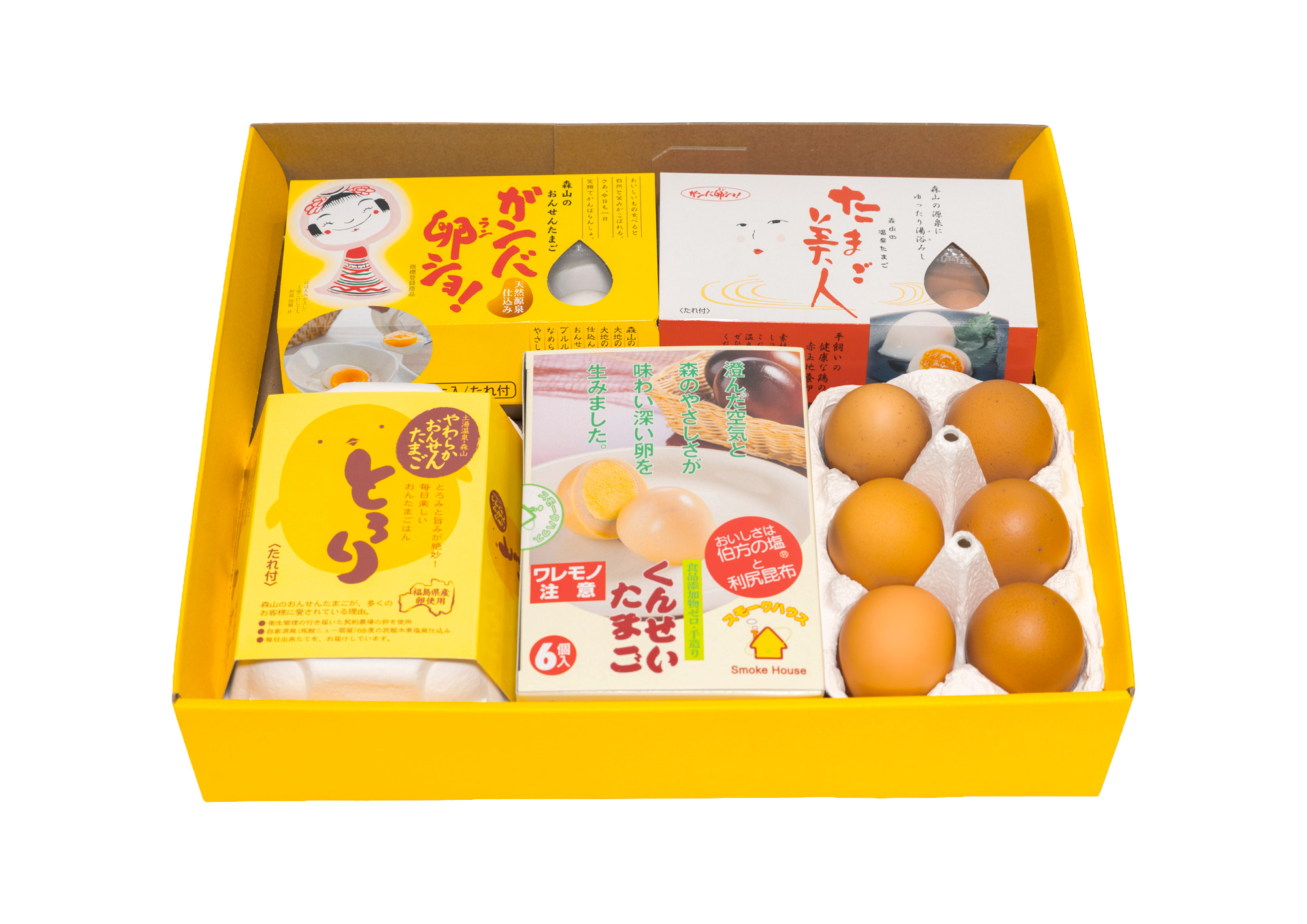 お楽しみ食べ比べセット｜森山の人気商品（ガンバ卵ショ・たまご美人・くんせいたまご・とろり）を一度に楽しめる贅沢セット