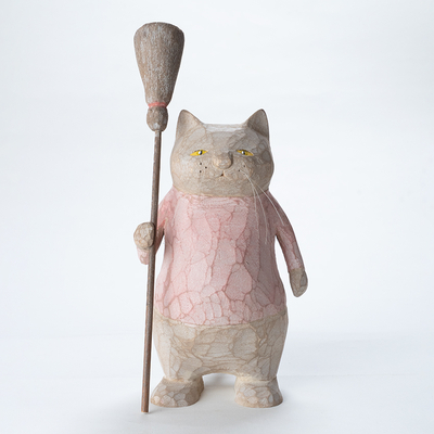 木彫　おそうじねこ