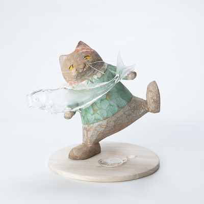 木彫　大泥棒ねこ