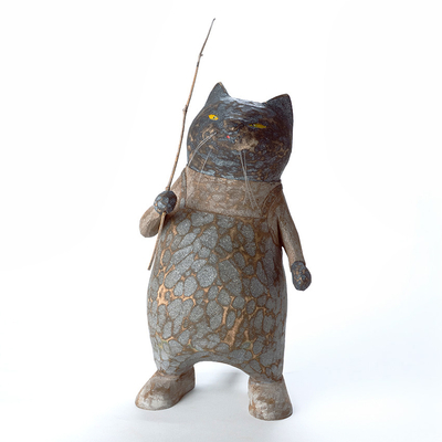 木彫　不漁ねこ
