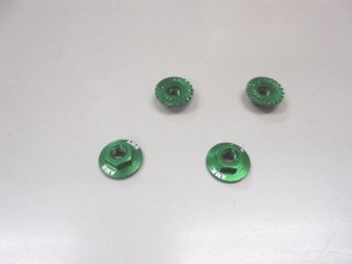 AMR製　M4大径アルミフランジナット（グリーン/セレート付/4pcs）