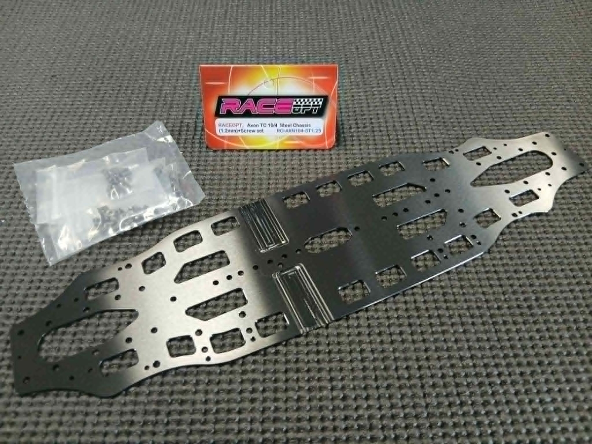 WEiRC AXON TC10/4用1.2mm DLCスチールシャーシセット AXON TC10/4 スチールシャーシ DLC加工済み 1.2㎜ 専用ビスセット付属