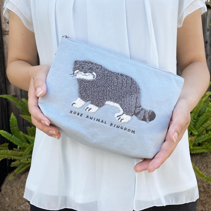 マヌルネコ サガラ刺繍ポーチ | 神戸どうぶつ王国NS