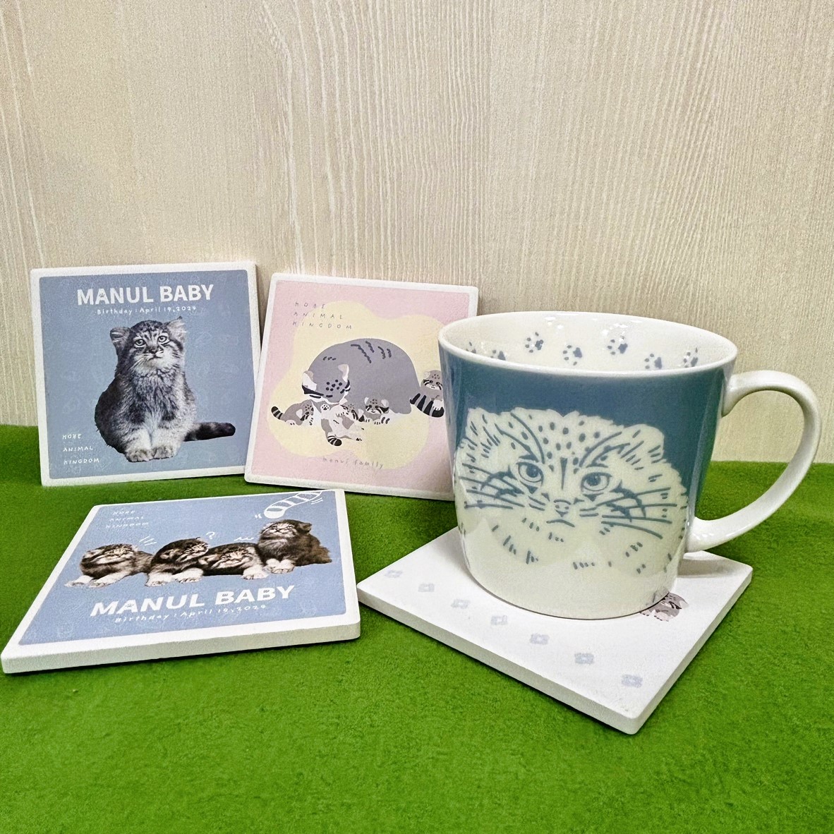 吸水コースター MANUL FAMILY ピンク マヌルネコ | 神戸どうぶつ王国NS