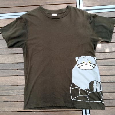 親子Tシャツ　マヌルネコ　アーミーグリーン