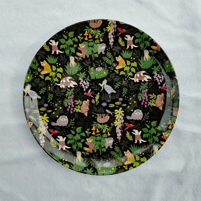 メラミンプレート　王国動植物集合柄　シャムドクチュール