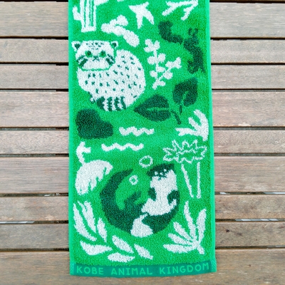 今治産ジャガードマフラータオル（グリーン） ﾏﾇﾙﾈｺ ﾜｵｷﾂﾈｻﾞﾙ ｶﾋﾟﾊﾞﾗ