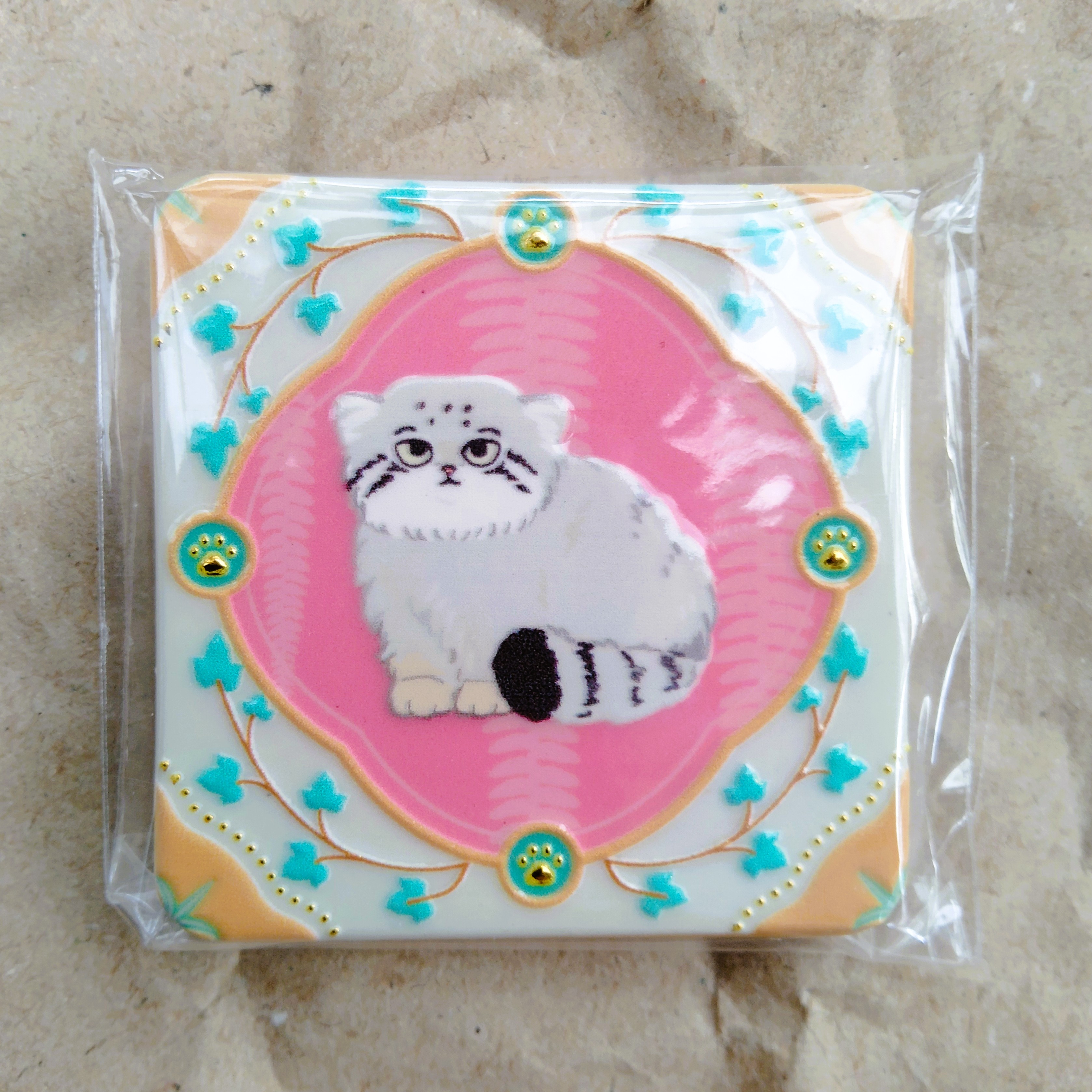 タイル風メラミンマグネット マヌルネコ | 神戸どうぶつ王国NS