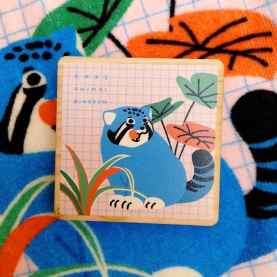 間伐材マグネット　マヌルネコ　カラフルチェック