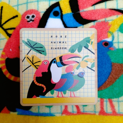 間伐材マグネット　カラフルチェック　ｵﾆｵｵﾊｼ・ﾋﾟｸﾞﾐｰﾏｰﾓｾｯﾄ・ｶﾝﾑﾘｼｬｺ