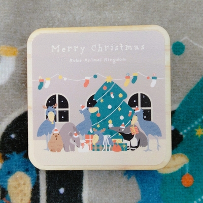 間伐材マグネット Xmasハシビロコウ4羽とパンタナール メリークリスマス ハシビロコウ・オオアリクイ・カピバラ・アメリカバク