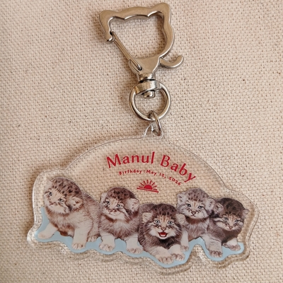 ねこ型ナスカン付きキーホルダー　MANULBABY　5頭集合　2026