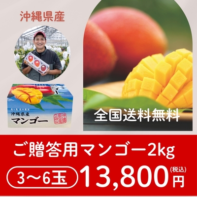 沖縄県産 贈答用マンゴー 2kg （3～6玉）【全国 送料 無料】