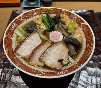 自家製　干し椎茸そば（具材沢山、皮付き煮豚チャーシュー付き）２食セット