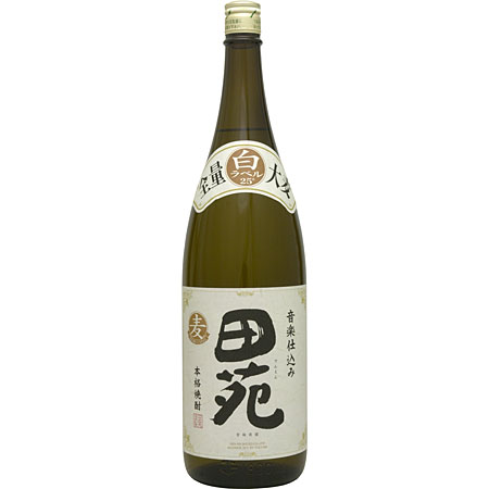 田苑 白ラベル　本格麦焼酎 25%　1800ml6本 田苑 白ラベル 麦焼酎 25度 1.8Lパック 田苑酒造 1800ml : 焼酎