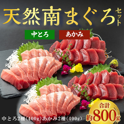 流氷南鮪(天然南まぐろ)セット大容量 赤身約200g×2、中とろ約200g×2