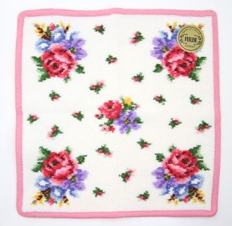 Feiler フェイラー フェイラーメイベル ハンカチ ホワイト ピンク 25 25ｃｍ アマノ アマノネットショップ