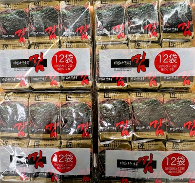 韓国味付のり（徳用）12P（8切8枚×12袋）板のり12枚　４個セット