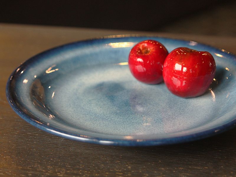 ブルー縁つき七寸皿 | 会津慶山焼