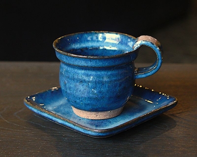 ブルー角皿コーヒー
