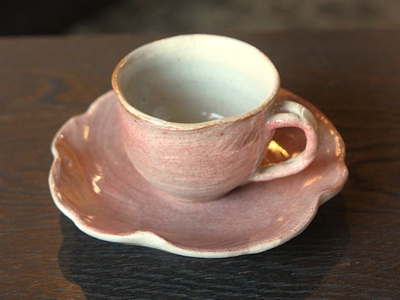 吹墨コーヒーカップ＆ソーサー