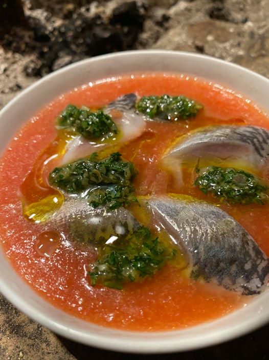 トマトの冷たいガスパチョとイワシの酢締め ｆａｌｏ宅配便