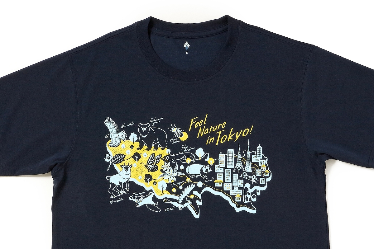 東京の自然に暮らす生きものTシャツ ダークネイビー | 高尾