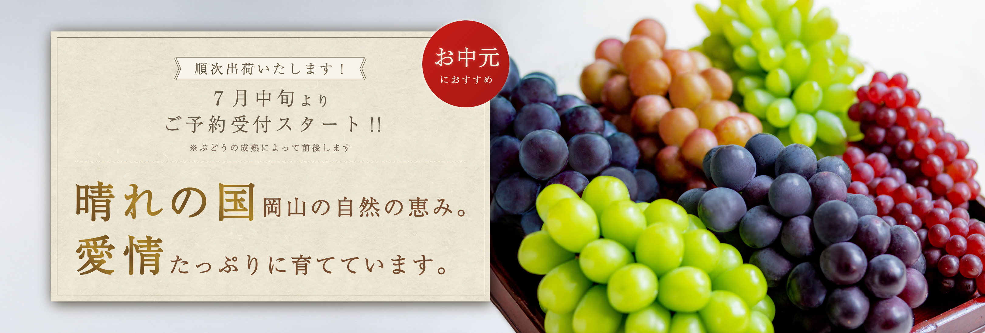 晴れの国岡山の自然の恵み。愛情たっぷりに育てています。