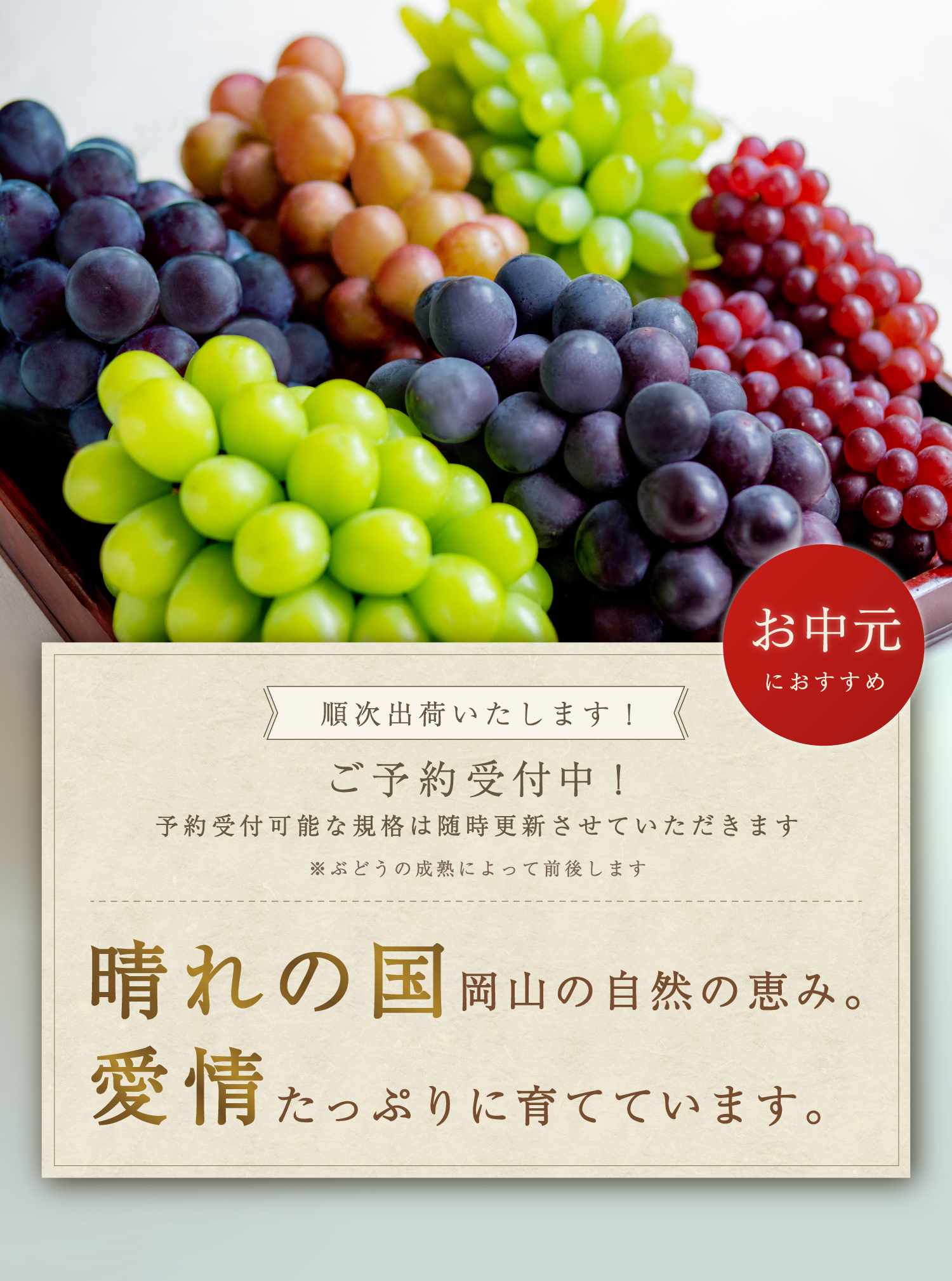 晴れの国岡山の自然の恵み。愛情たっぷりに育てています。