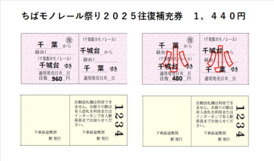 「ちばモノレール祭り２０２５」往復補充券セット