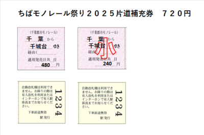 「ちばモノレール祭り２０２５」片道補充券セット